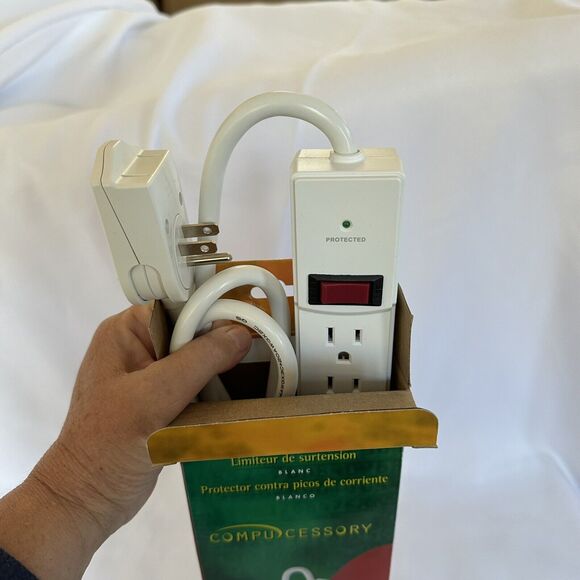 Compucessory 6-Outlet Surge Protector 6ft Cord White 2 USB - Picture 5 of 9
